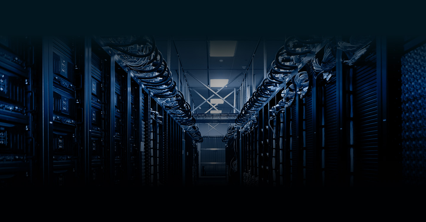 Rows of server racks at a CoLoCity data center